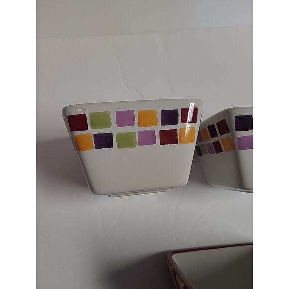 Pampered Chef Simple Additions Tiles Small Ceramic Square Bowl Set of 3 - Picture 6 of 7